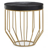 Kensington Townhouse Hair On Hide Black And Gold Round Side Table