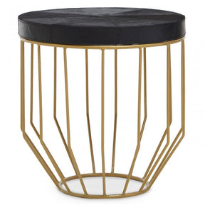Kensington Townhouse Hair On Hide Black And Gold Round Side Table