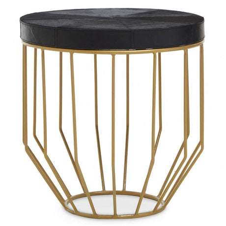 Kensington Townhouse Hair On Hide Black And Gold Round Side Table