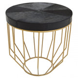 Kensington Townhouse Hair On Hide Black And Gold Round Side Table