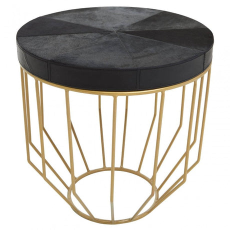 Kensington Townhouse Hair On Hide Black And Gold Round Side Table