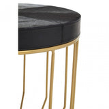 Kensington Townhouse Hair On Hide Black And Gold Round Side Table
