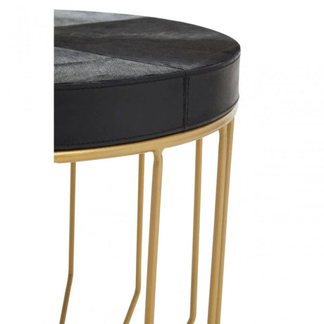 Kensington Townhouse Hair On Hide Black And Gold Round Side Table