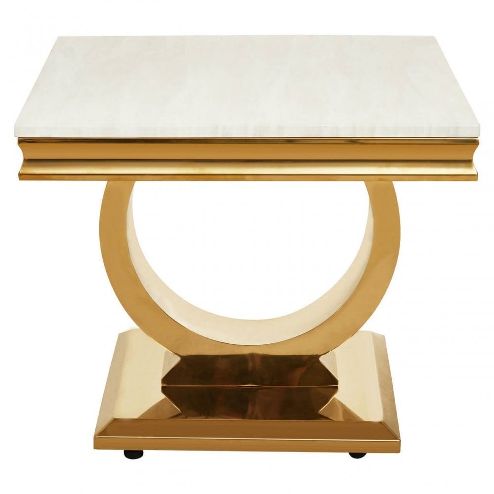 Moda Ivory White Marble Side Table