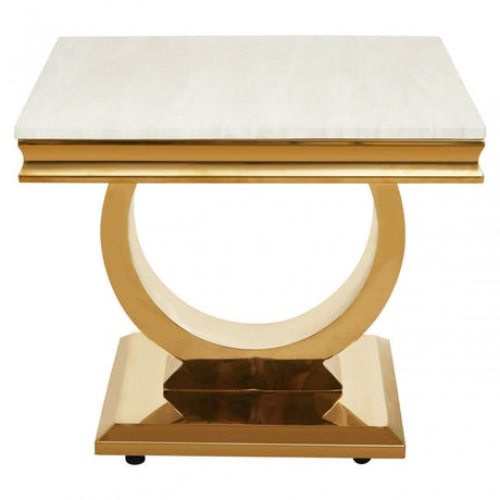 Moda Ivory White Marble Side Table