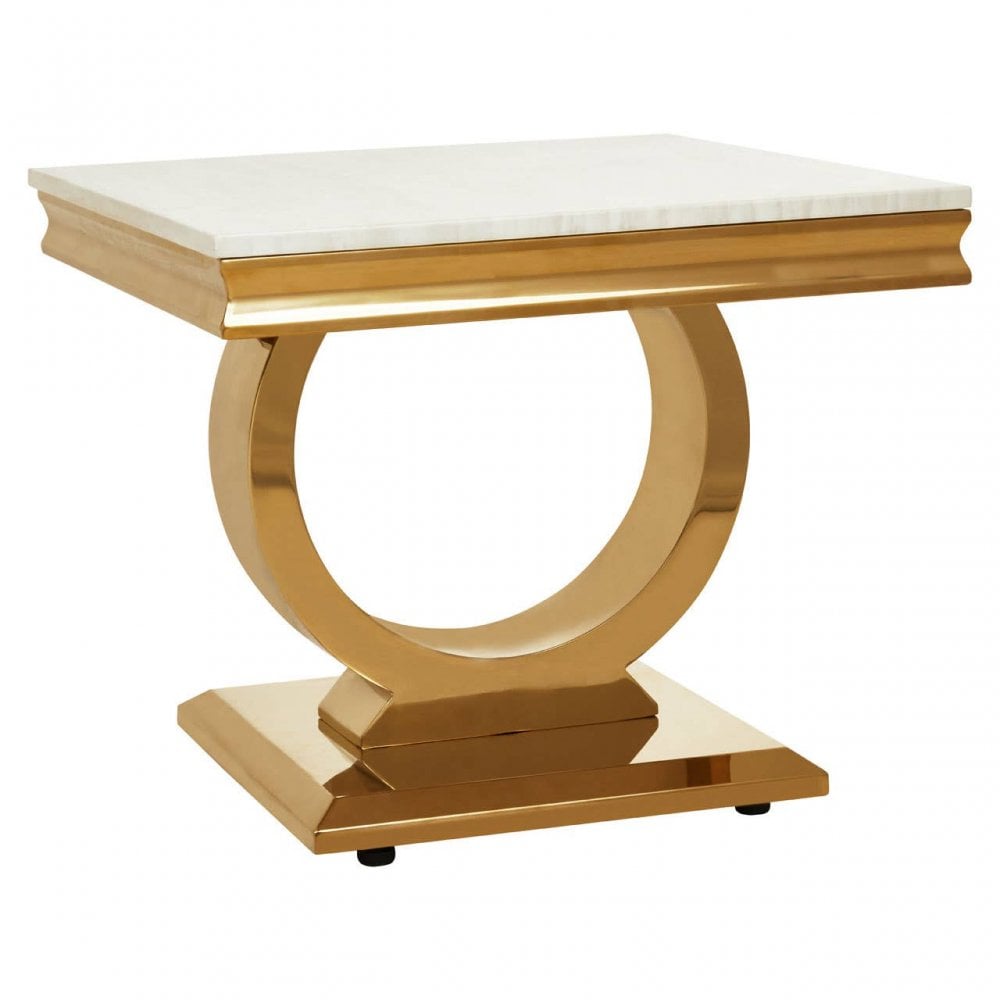 Moda Ivory White Marble Side Table