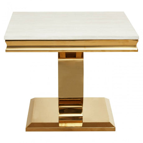 Moda Ivory White Marble Side Table
