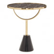 Oria Black Glass Black Marble Base Side Table