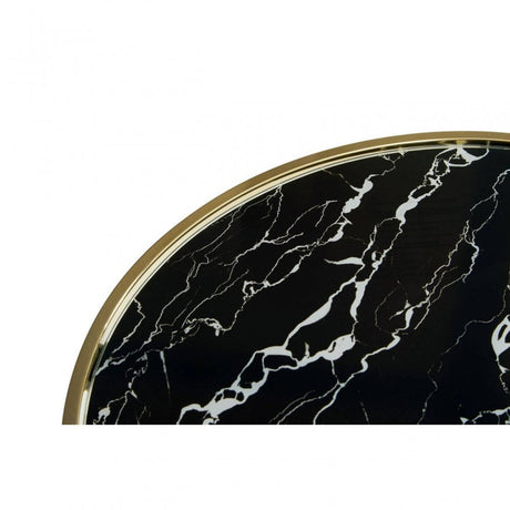 Oria Black Glass Black Marble Base Side Table