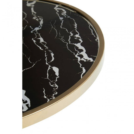 Oria Black Glass Black Marble Base Side Table