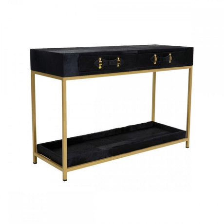 Kensington Townhouse Hair On Hide Black And Gold Console Table