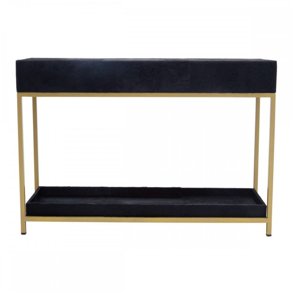 Kensington Townhouse Hair On Hide Black And Gold Console Table