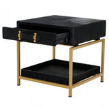 Kensington Townhouse Hair On Hide Black And Gold Bedside Table