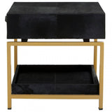 Kensington Townhouse Hair On Hide Black And Gold Bedside Table