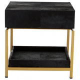 Kensington Townhouse Hair On Hide Black And Gold Bedside Table