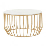 Pali White Marble Coffee Table With Gold Base