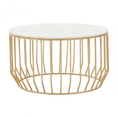 Pali White Marble Coffee Table With Gold Base