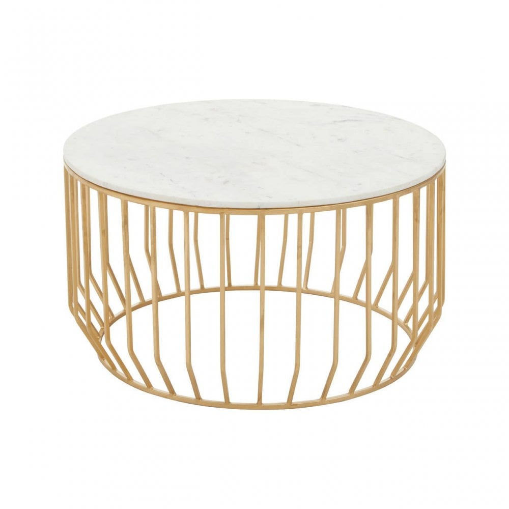 Pali White Marble Coffee Table With Gold Base
