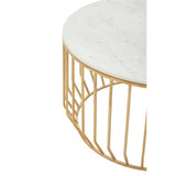 Pali White Marble Coffee Table With Gold Base