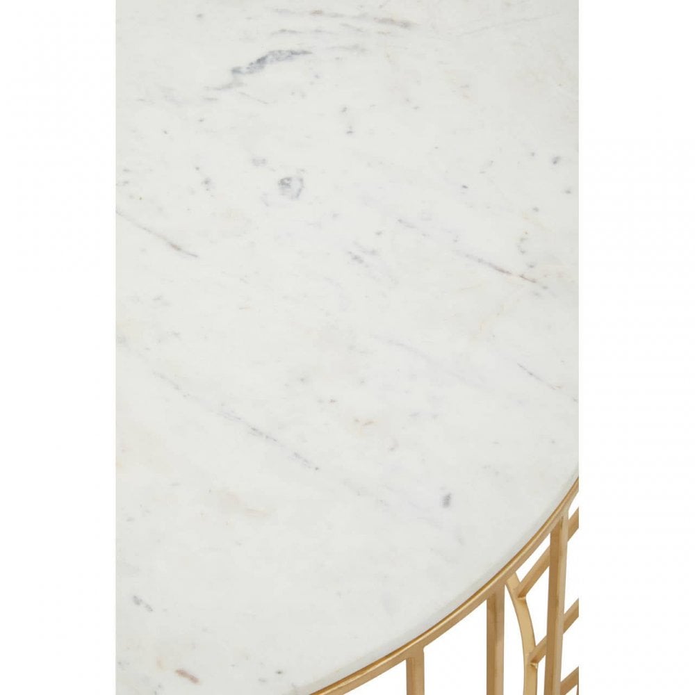 Pali White Marble Coffee Table With Gold Base