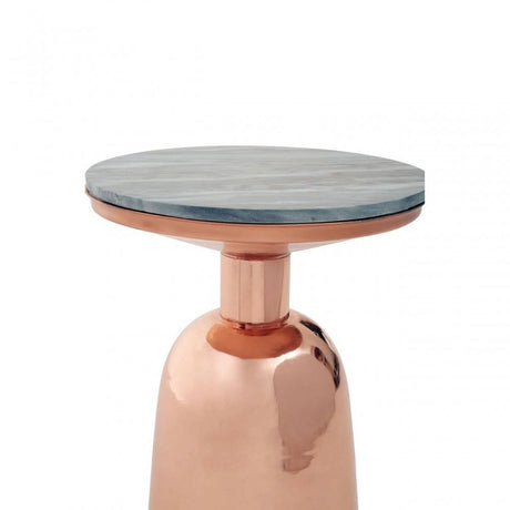 Amira Balck Marble Top Copper Base Side Table