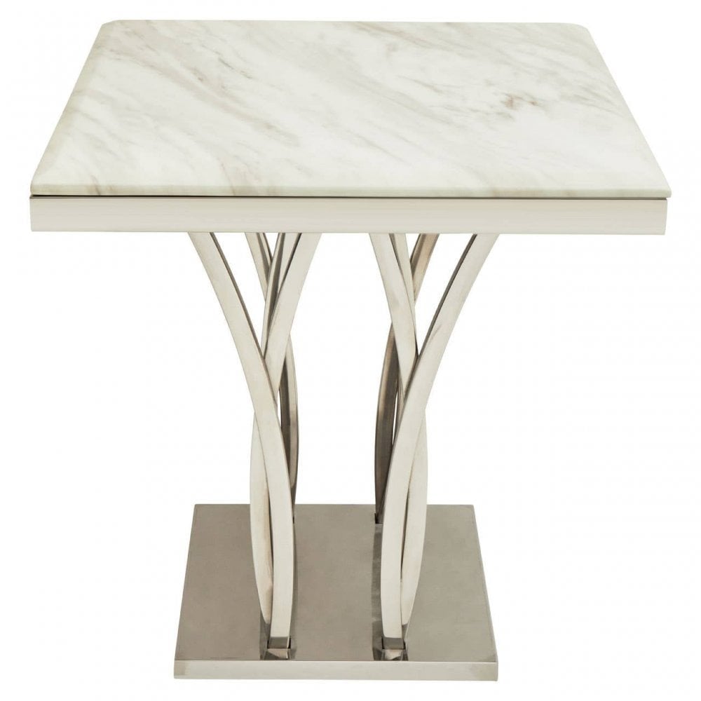 Arenza Black Marble And Silver Side Table.