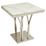Arenza Black Marble And Silver Side Table.