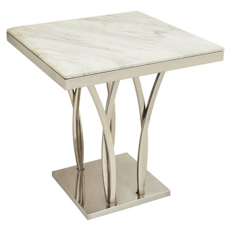 Arenza Black Marble And Silver Side Table.