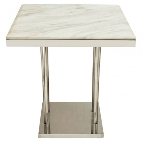Arenza Black Marble And Silver Side Table.