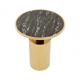 Oria Black Marble Effect Gold Base Side Table