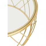Ackley Clear Glass And Gold Frame Round Coffee Table.