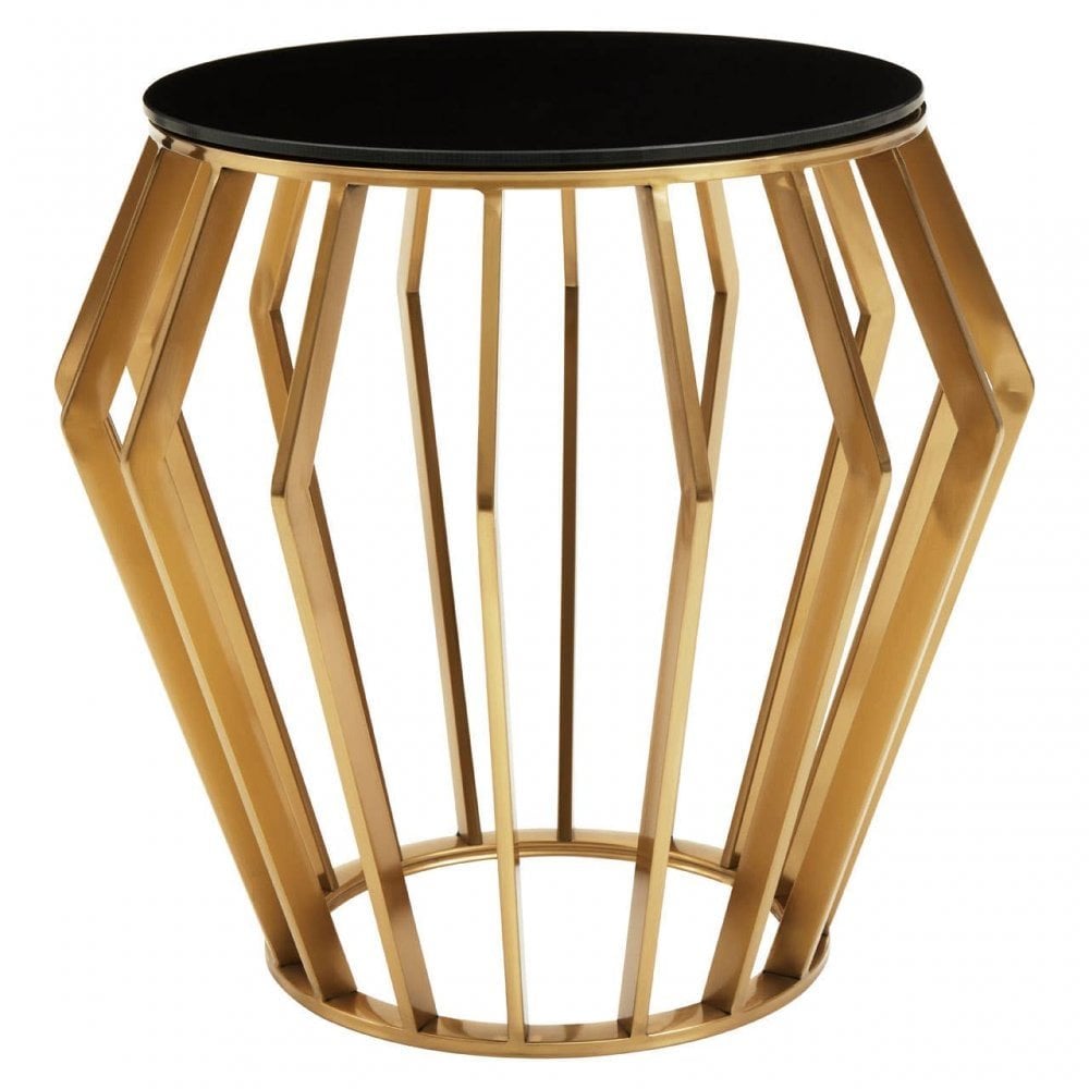 Ackley Black And Gold Round Side Table.