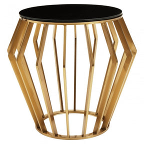 Ackley Black And Gold Round Side Table.