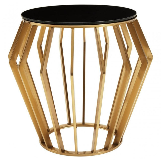 Ackley Black And Gold Round Side Table.