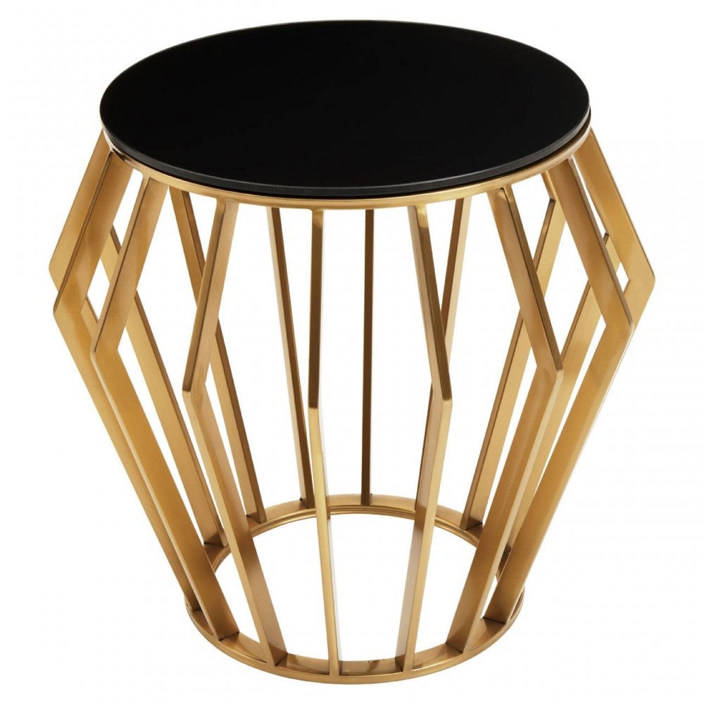 Ackley Black And Gold Round Side Table.