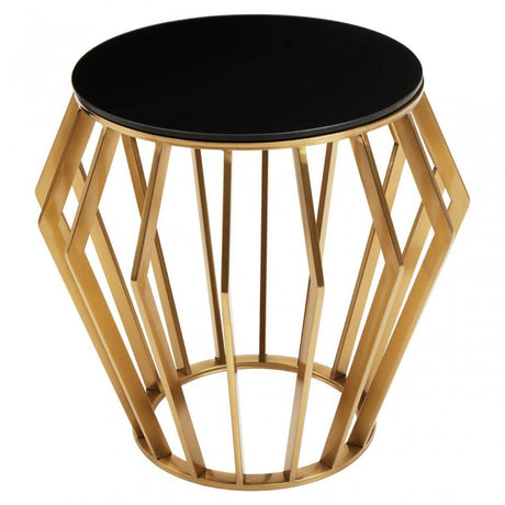 Ackley Black And Gold Round Side Table.
