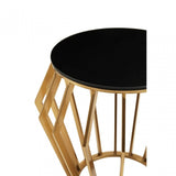 Ackley Black And Gold Round Side Table.
