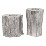 Akola Set Of Two Silver Tealight Holders
