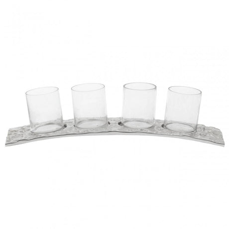 Akola Silver Rectangular 4 Tealight Holder