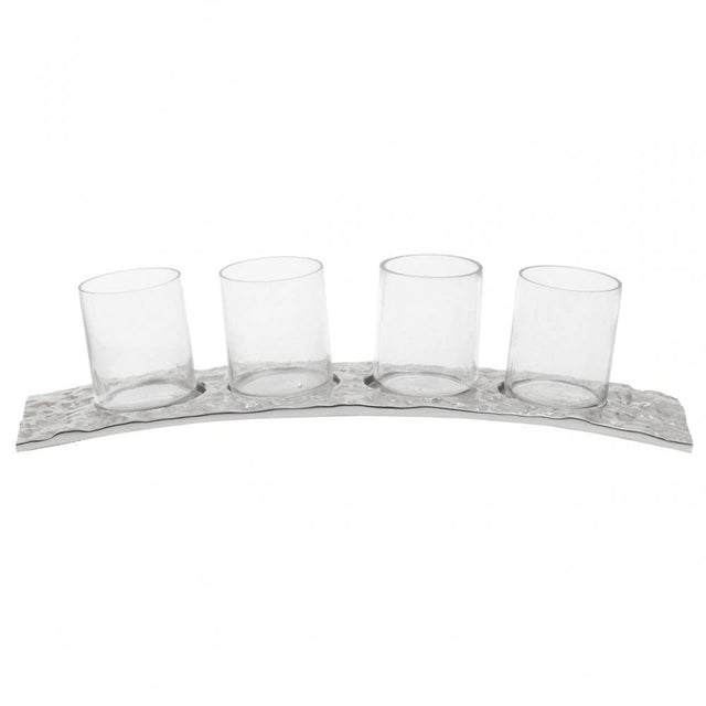 Akola Silver Rectangular 4 Tealight Holder