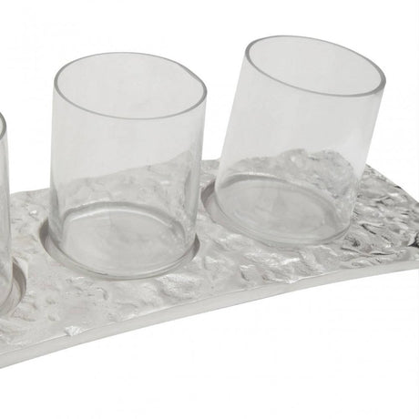 Akola Silver Rectangular 4 Tealight Holder