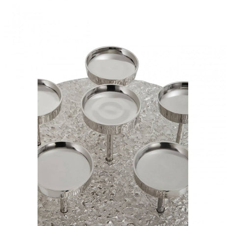 Akola Silver Round 6 Pillar Candle Holder
