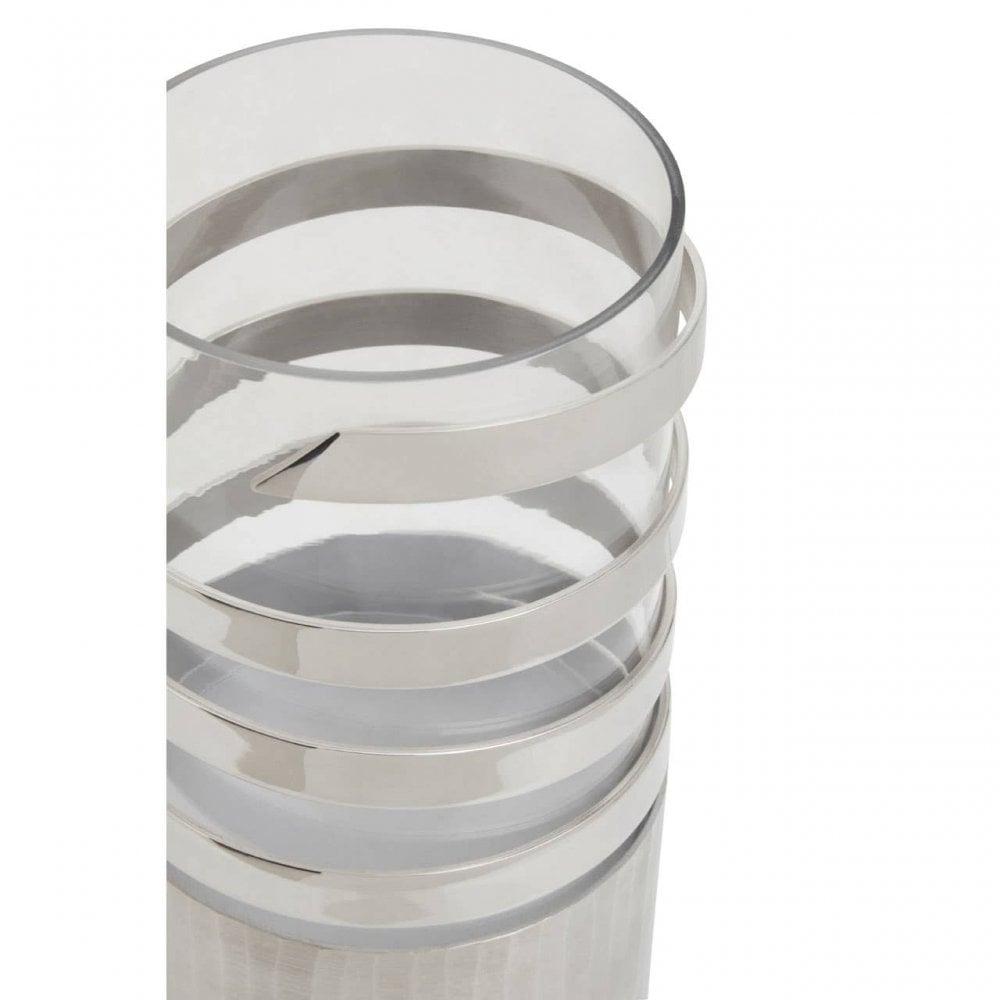 Amreli Large Silver Hurricane Candle Holder
