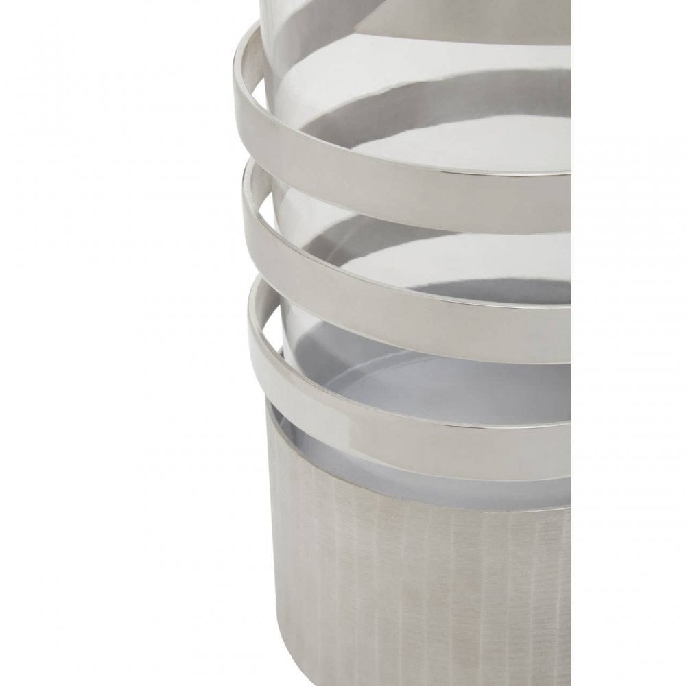 Amreli Large Silver Hurricane Candle Holder