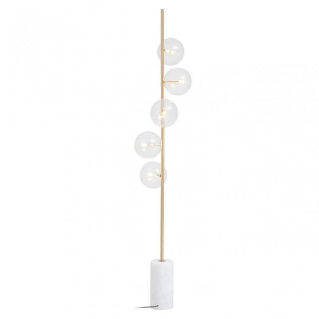 Abira Five Bulb White Marble Floor Lamp