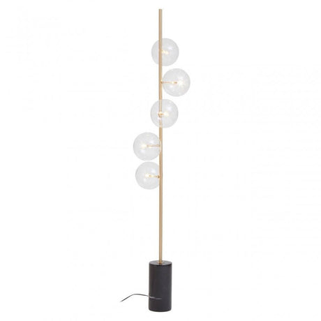 Abira Five Bulb Black Marble Floor Lamp