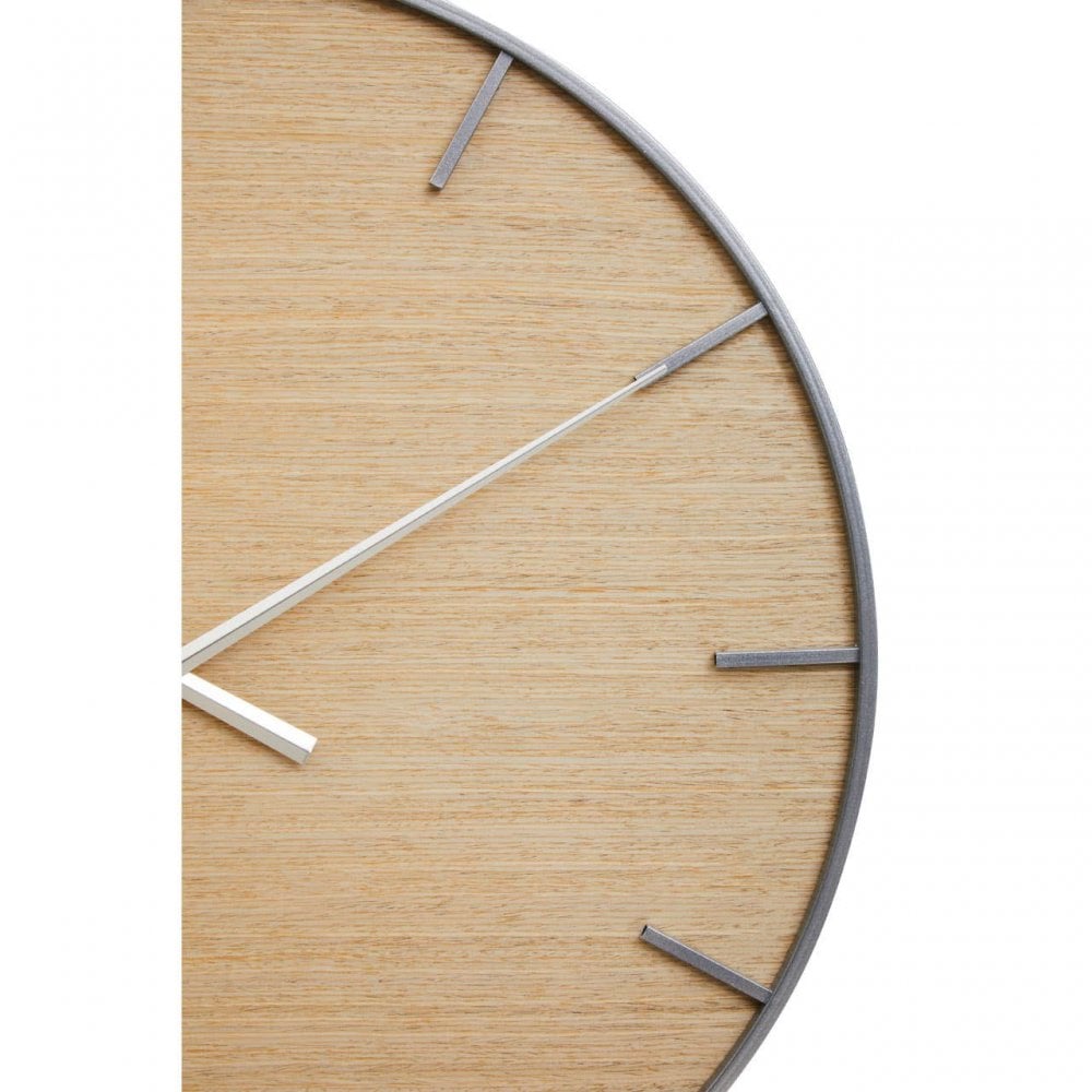 Kent Silver Frame And Wooden Dial Wall Clock