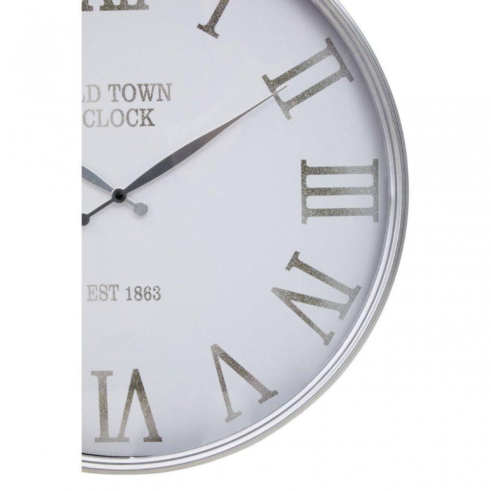 Kent Round White And Silver Wall Clock