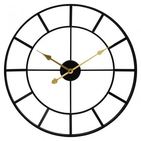 Kent Large Black Frame And Gold Detail Wall Clock