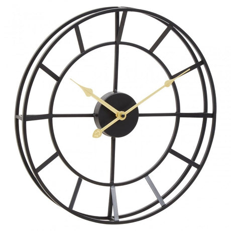 Kent Small Black Frame And Gold Detail Wall Clock